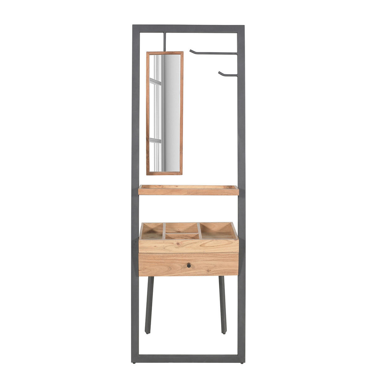 GARDEROBE - Akazie massiv / Metall - Akazie / Anthrazit - Akaziefarben, Holz (60/180/35cm) - home24