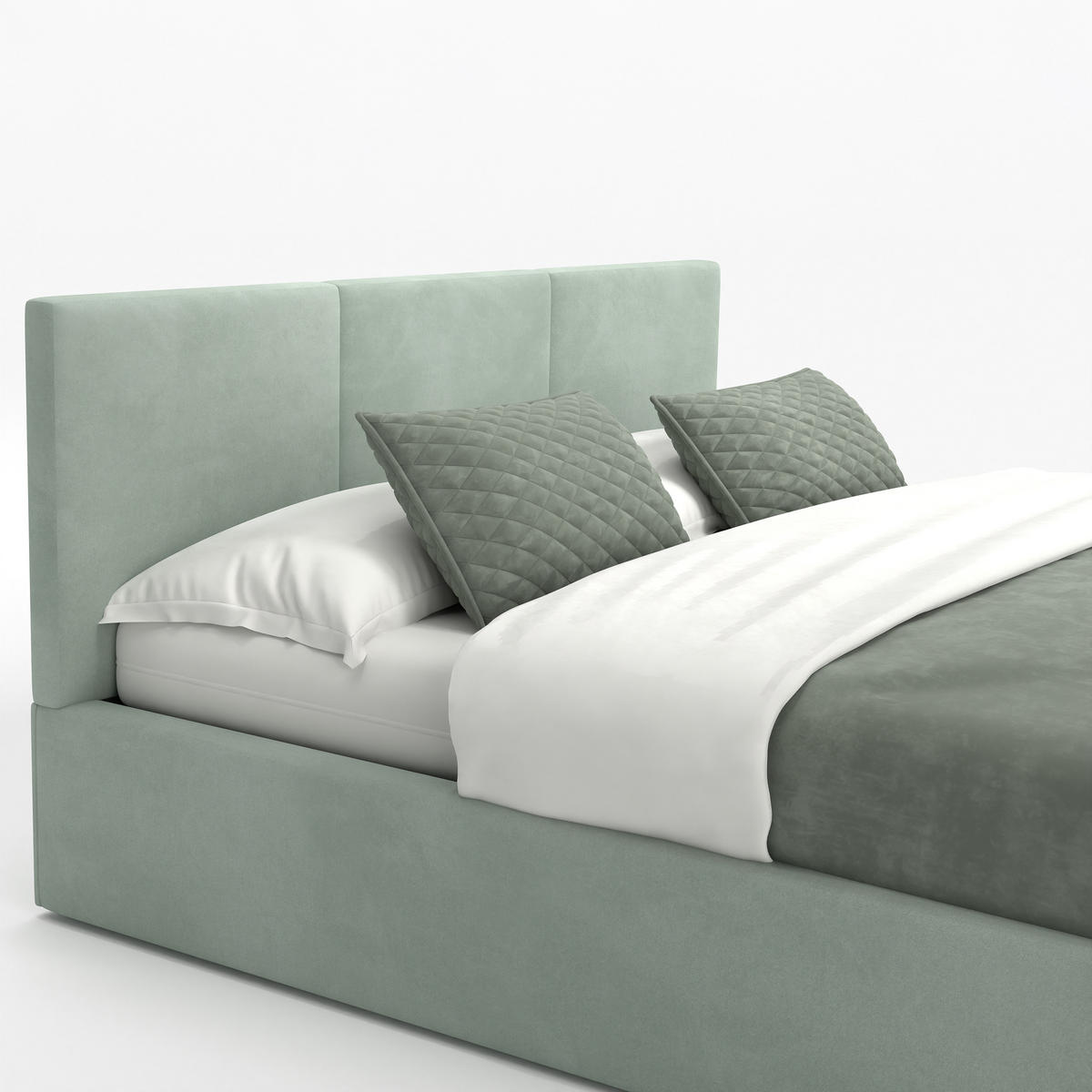 POLSTERBETT mit Stauraum Mint 120x200cm Kopfteil 88cm - Mintgrün, Holzwerkstoff/Textil (120/200cm) - Muralo