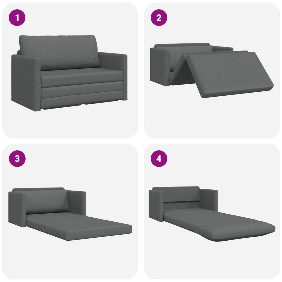 SCHLAFSOFA 110Cm Dunkelgrau Stoff - Grau, Textil (71/78/124cm) - vidaXL