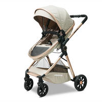 BUGGY Kombikinderwagen 0-36 Monate 2-in-1 Umbaubar Zu Babywanne Kompakt Faltbar - Creme, Metall (80/62/103cm) - Raelunyi