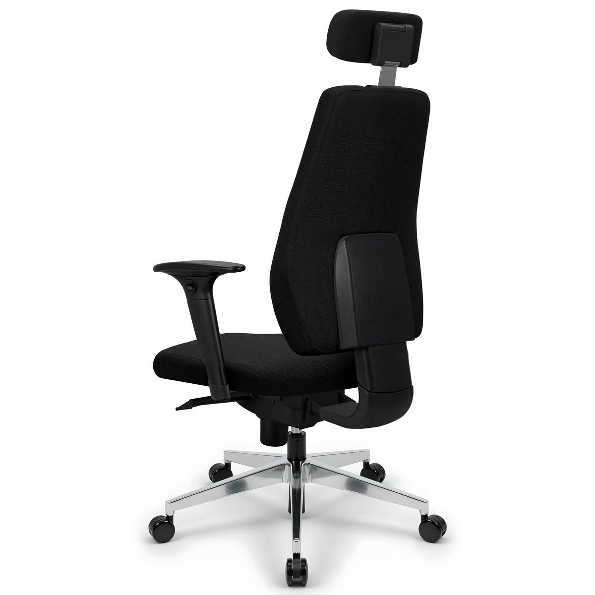 CHEFSESSEL V1404 Stoff Schwarz - ergonomisch, 150 kg belastbar, Sitzhöhe 44-57cm - Schwarz, Kunststoff/Textil (65/131/64cm) - Versee