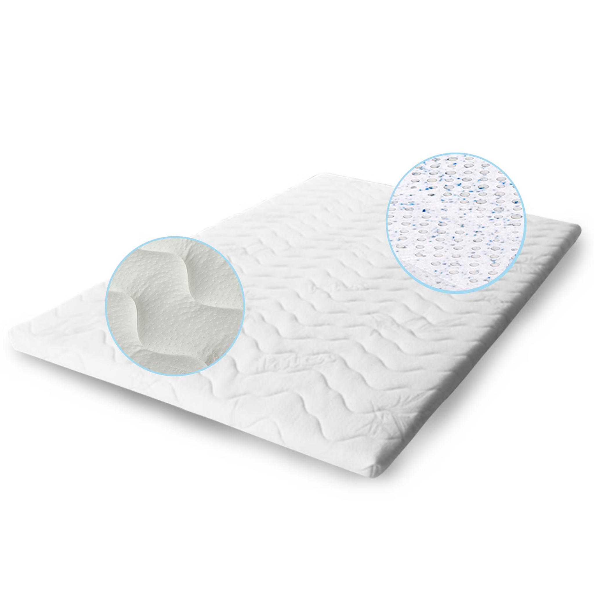 TOPPER Gel Latex 90x200 cm Höhe 8 cm – 7 Zonen, orthopädisch, atmungsaktiv - Weiß, Textil (90/200cm) - Letti Moderni