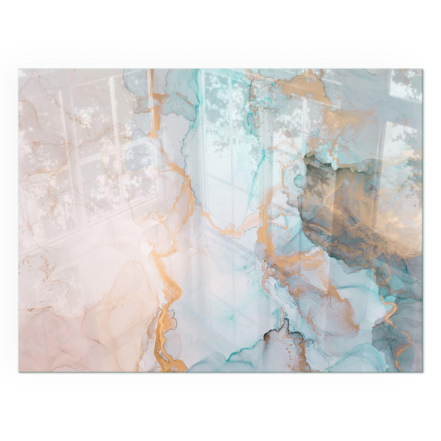 GLASPLATTE für Kamin 80x60 cm - Türkis, Glas (80/60/0.4cm) - TULUP