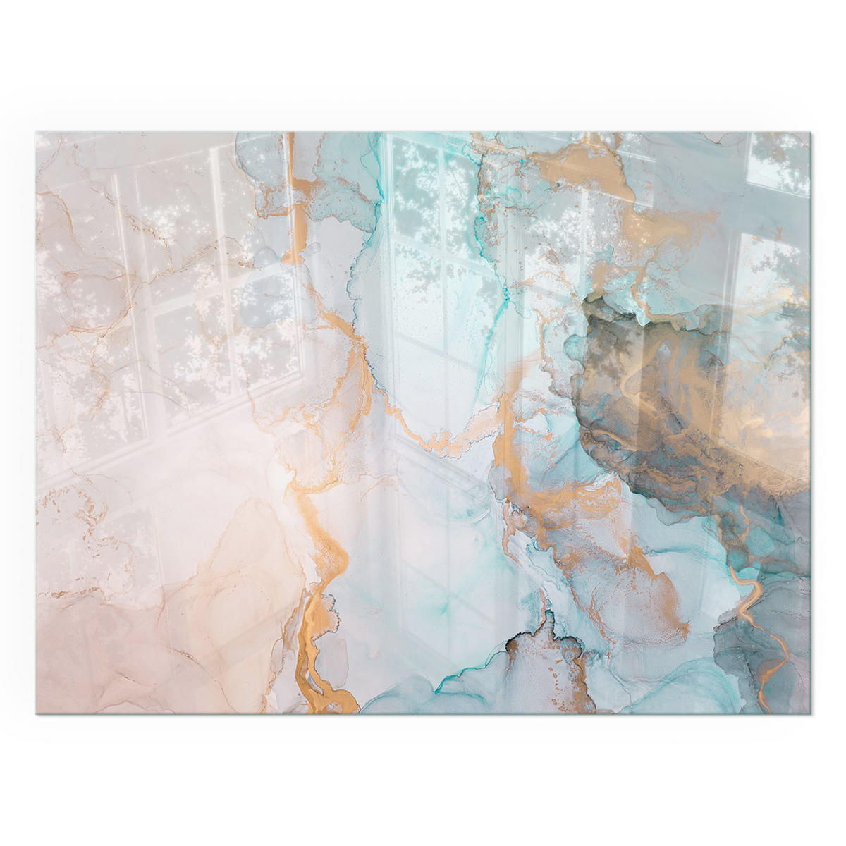 GLASPLATTE für Kamin 80x60 cm - Türkis, Glas (80/60/0.4cm) - TULUP