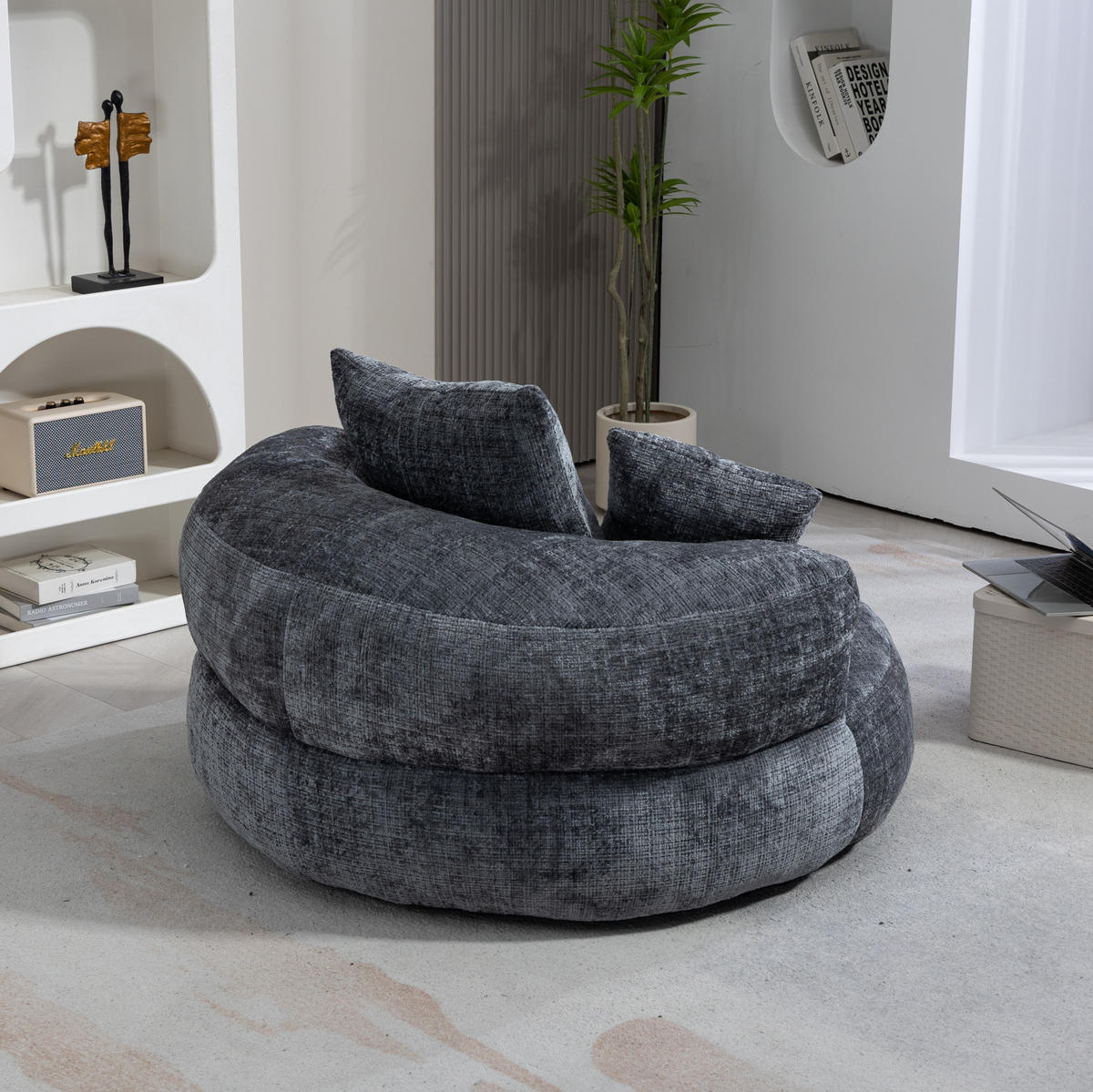 SITZSACK Chenille 108 x 108 x 52 cm Gray - Grau, Kunststoff (108/52/108cm) - Beauniv