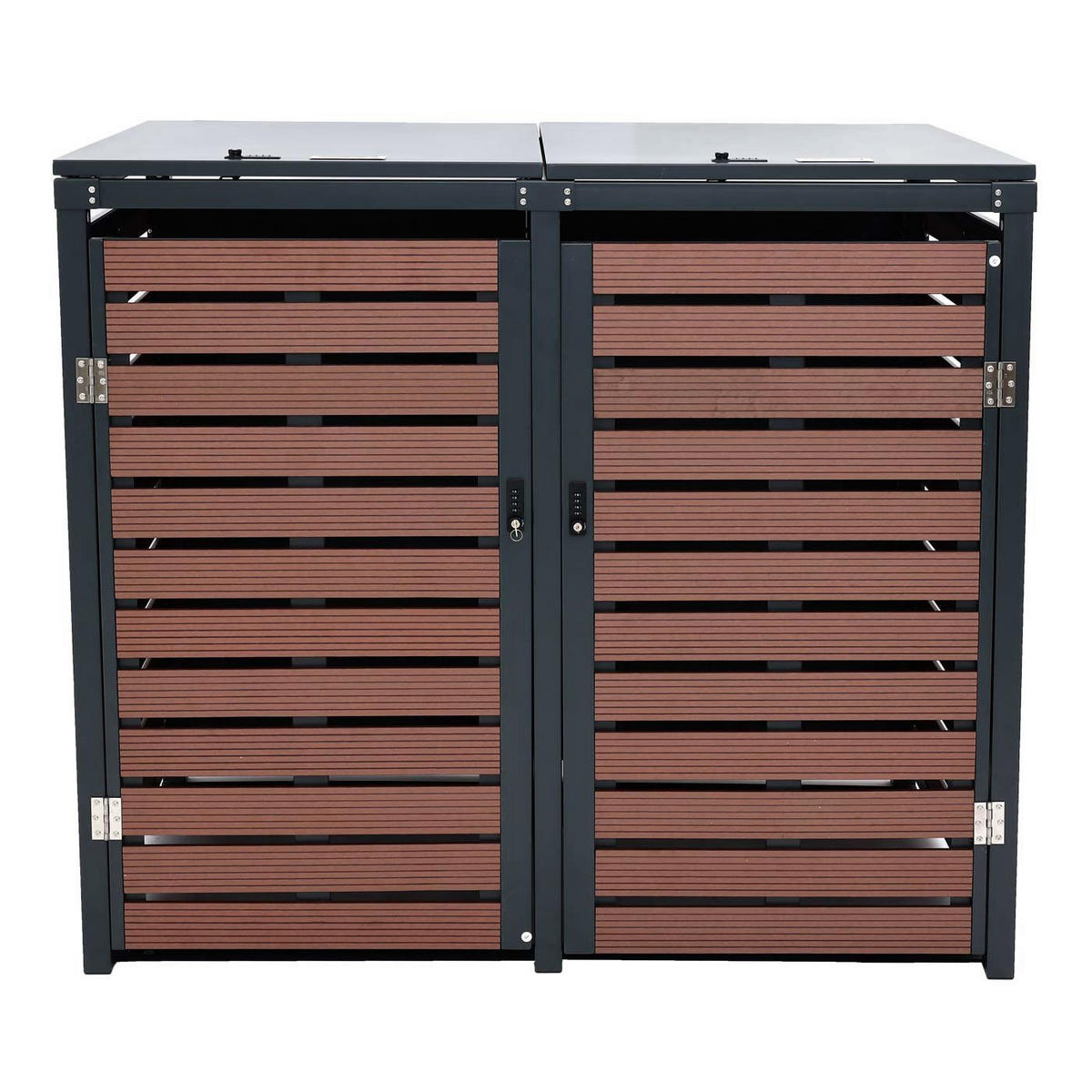 2ER-/4ER-MÜLLTONNENVERKLEIDUNG Walnuss Dekor - Walnussfarben, Metall (140/119/102cm) - MCW