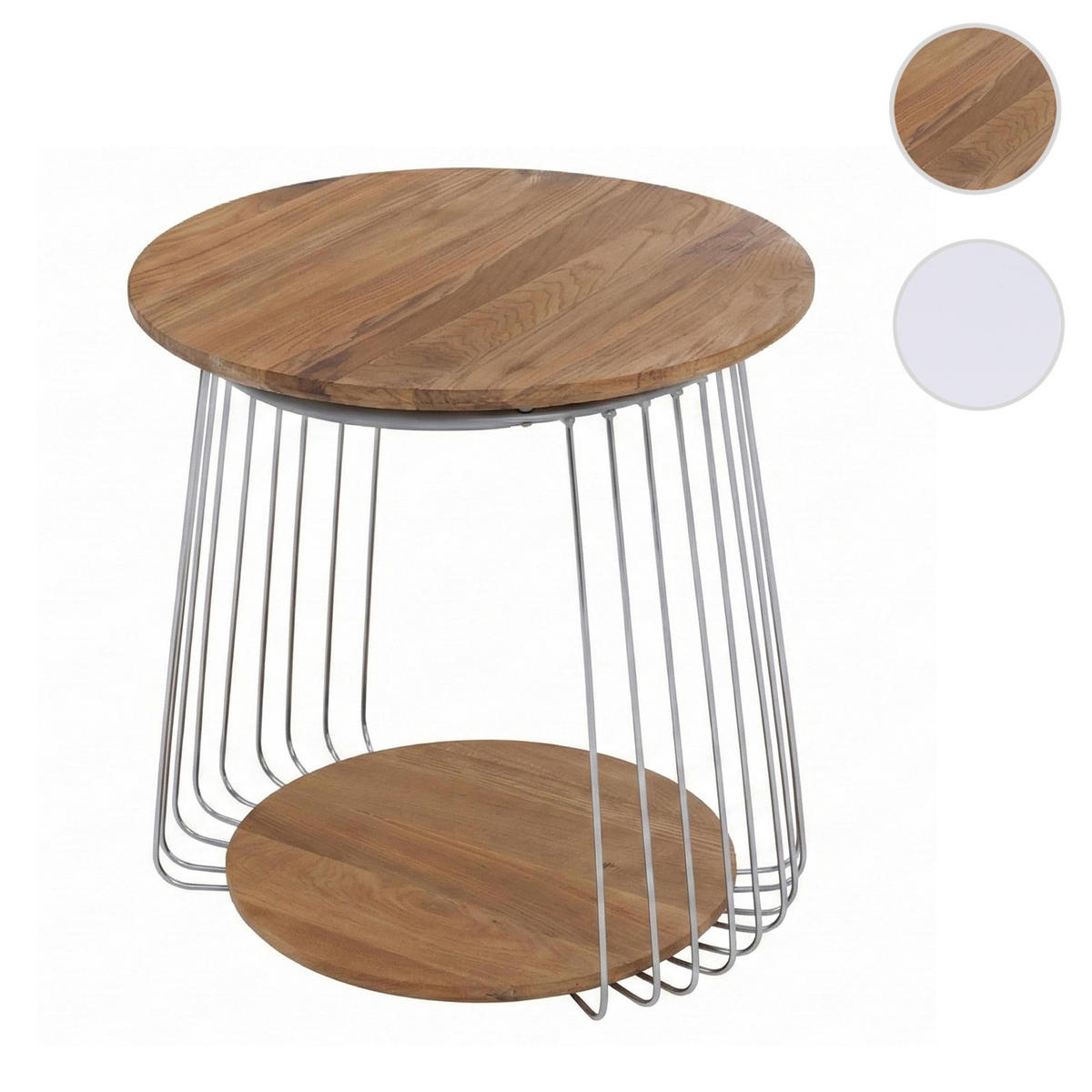 MIZA za kavč okrogla Rjava, srebrna - srebrne barve/rjava, les (50/50/52cm) - MCW