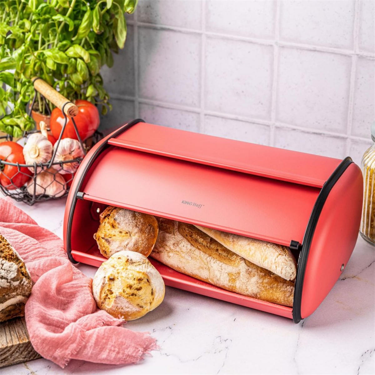 BROTKASTEN Rot 44/27/18.5 cm KH1865 - Rot, Metall (27/18.5/44cm) - Kinghoff 