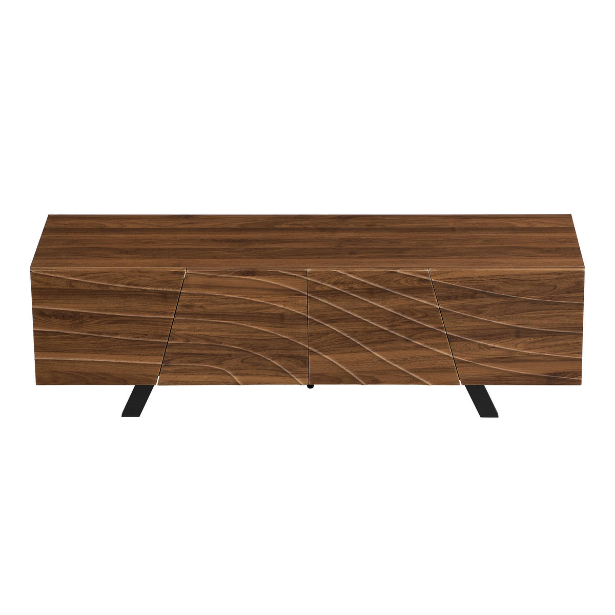 TV-ELEMENT 160/39/50.5 cm Walnuss mit schwarzen Eisenbeinen und Stauraum - Nussbaumfarben, Holz (160/50.5/39cm) - Oxeza