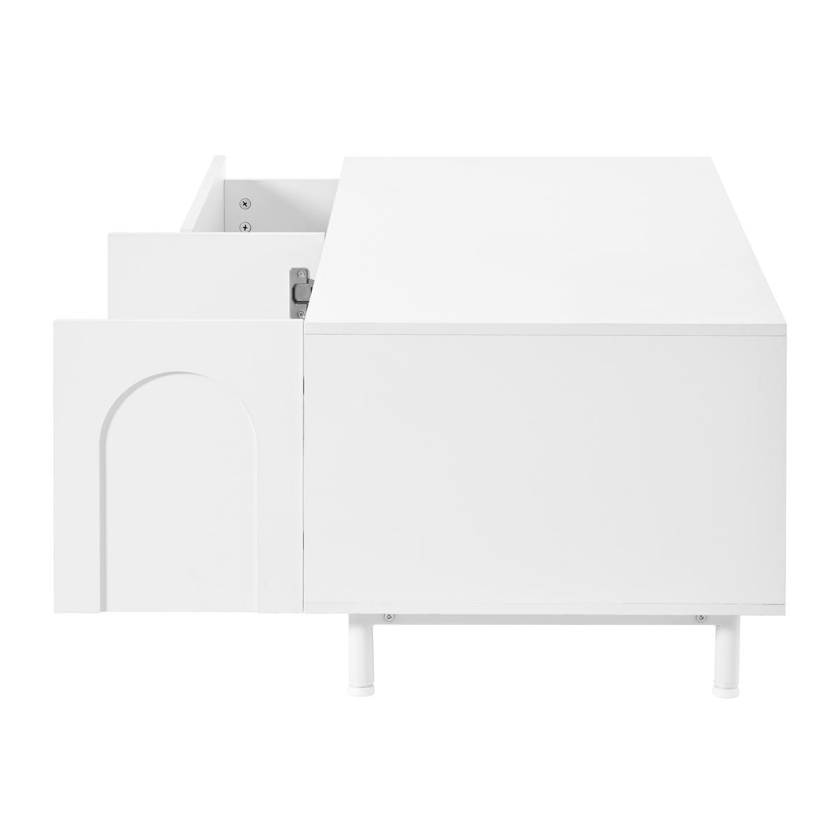 COUCHTISCH Stauraum Rechteckig Bogen Türen Modern - Weiß, Holzwerkstoff (50/100/39.5cm) - FLIEKS