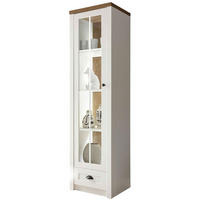 VITRINE Provence Pinie weiß / Eiche hell 50 / 43 / 198cm - Eichefarben/Weiß, Holzwerkstoff/Metall (50/198/43cm) - Feldmann-Wohnen