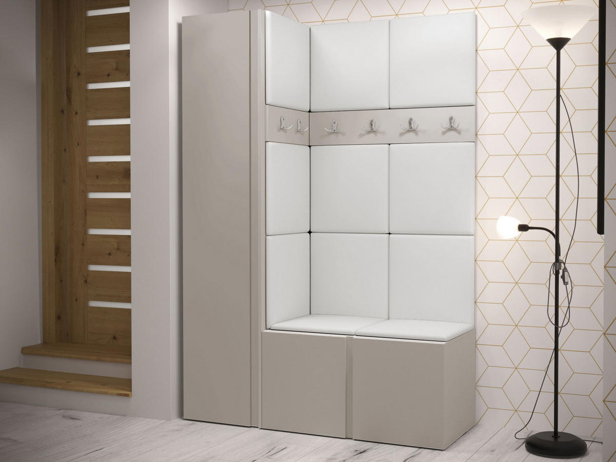 GARDEROBEN-SET Orion IX - Kaschmir/Weiß, Holzwerkstoff/Kunststoff (124/186/46cm) - MIRJAN24