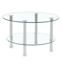 COUCHTISCH 70/70/42 cm Silber Transparent aus Glas und Metall zweistufig - Silberfarben, Glas (70/70/42cm) - OKWISH