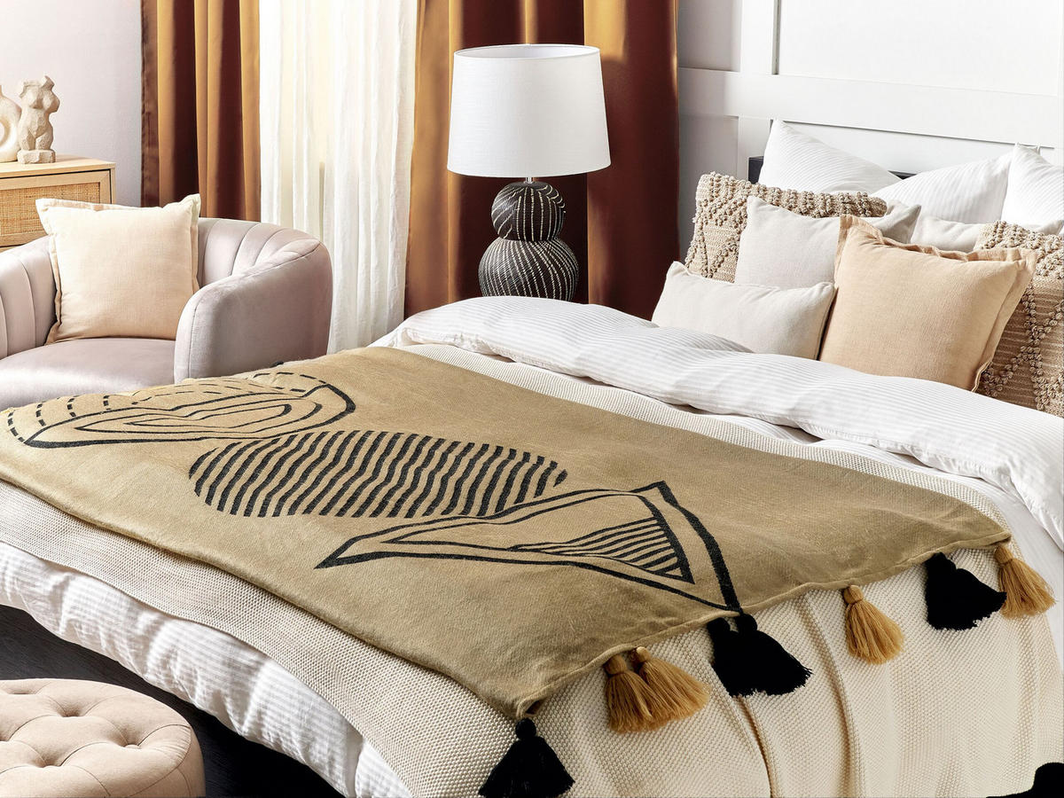 DECKE Beige Thumki 130/170 cm - Beige, Textil (130/170cm) - Beliani