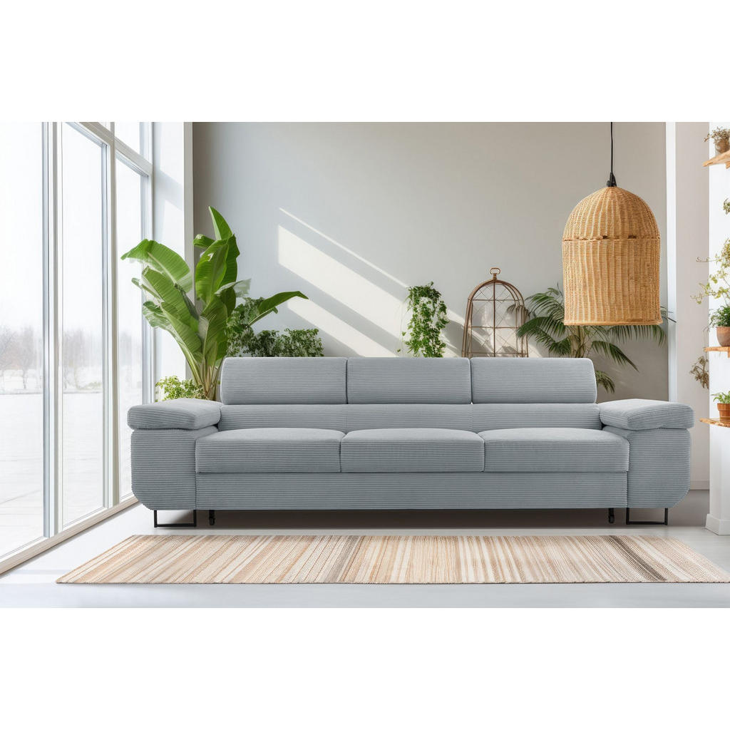 Thumbnail - Selsey 3-Sitzer, Hellgrau, Textil, Rechteckig, 274x90x98 cm, Wohnzimmer, Sofas & Couches, Sofas, 3-Sitzer Sofas