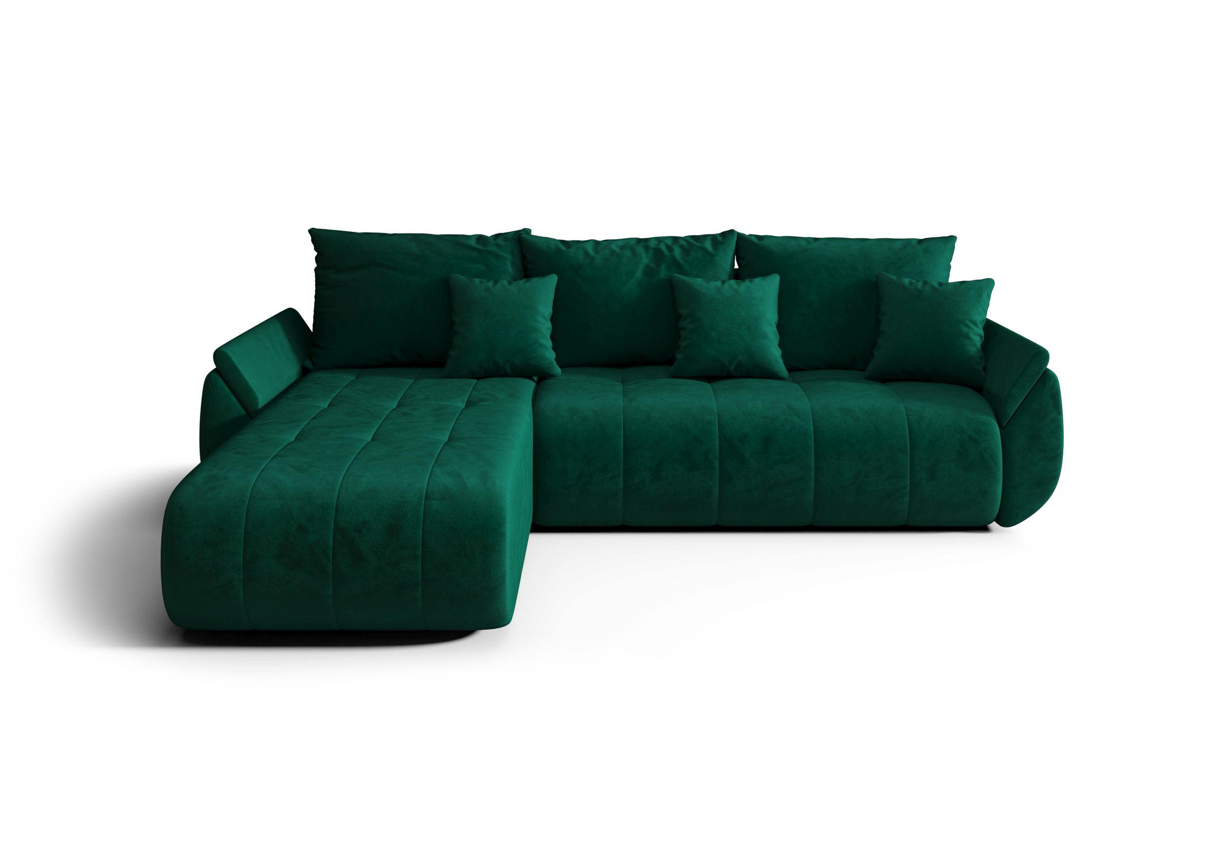 ECKSOFA mit Schlaffunktion TOKYO R Monolith 37 Rechts - Grün, Textil (280/185cm) - Bedante