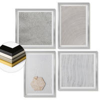 WANDBILDER 4er Set - 50x50 cm & 40x60 cm Silberner Rahmen - Leichte Boho-Sandtexturen - Silberfarben, Kunststoff (50/50cm) - ArtPrintCave
