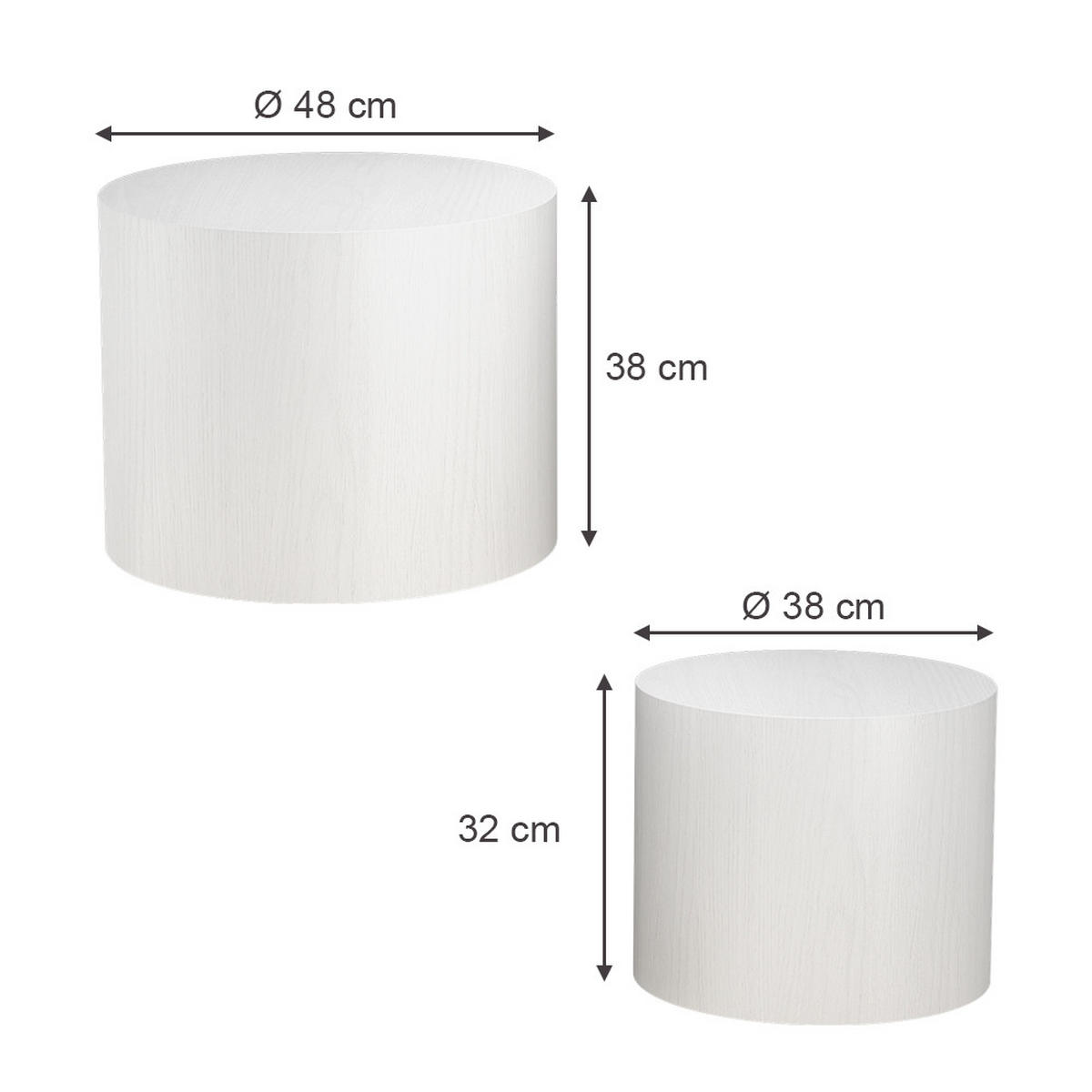 COUCHTISCH-SET Giva Weiß 48 x 48 cm - Weiß, Holzwerkstoff (48/48/38cm) - Vicco