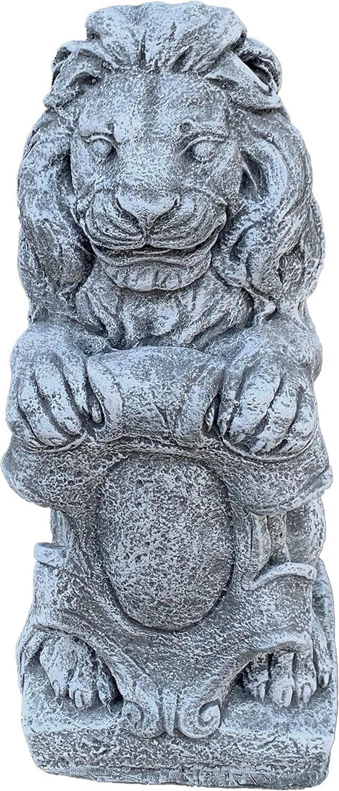 STEINFIGUR Löwe stehend frostfest Steinguss wetterfest - Grau, Stein (16/40/17cm) - stoneandstyle