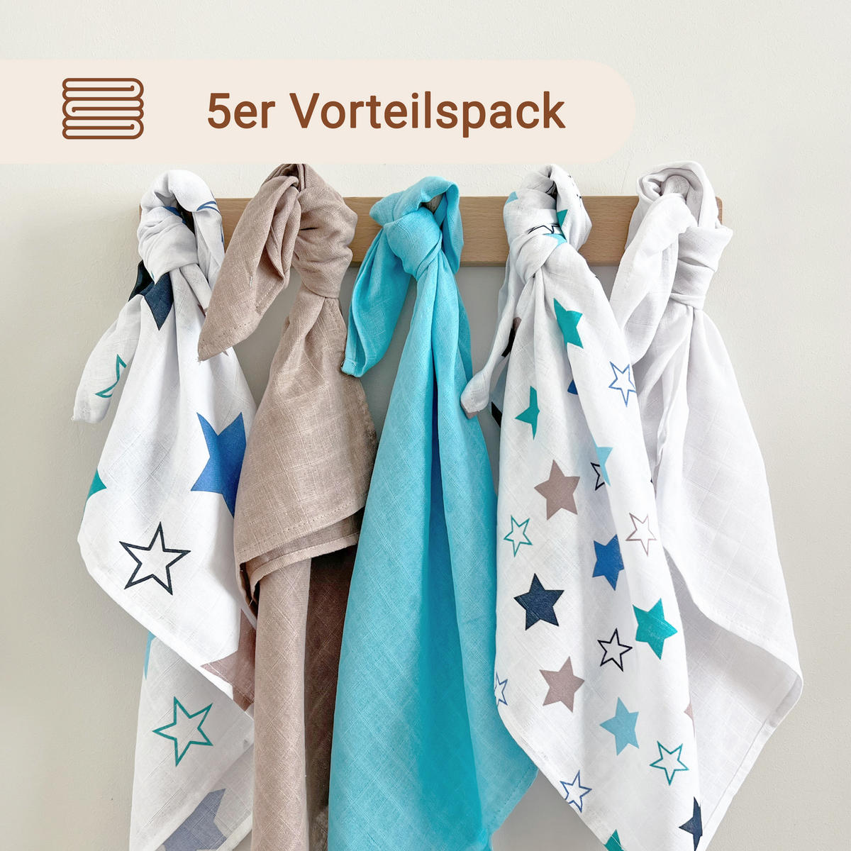 SPUCKTÜCHER, 5er-Set, 70x70 cm, 100% Baumwolle, farblich sortiert - Multicolor, Textil (70/70cm) - Zollner