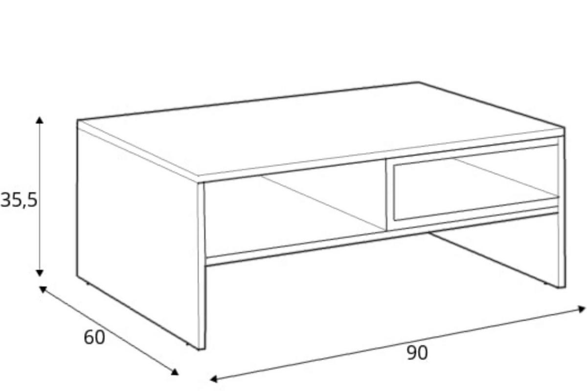COUCHTISCH DAMINO mit Einlegeböde, weiß/eiche wotan - Eiche Wotan/Weiß, Holz (60/90/36cm) - KONSIMO®