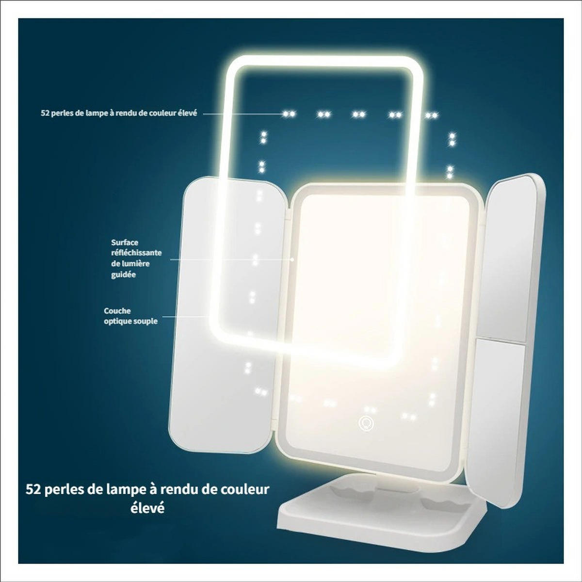 KOSMETIKSPIEGEL – weiß – USB-Ladefunktion - Weiß, Kunststoff (34/6.5/22cm)