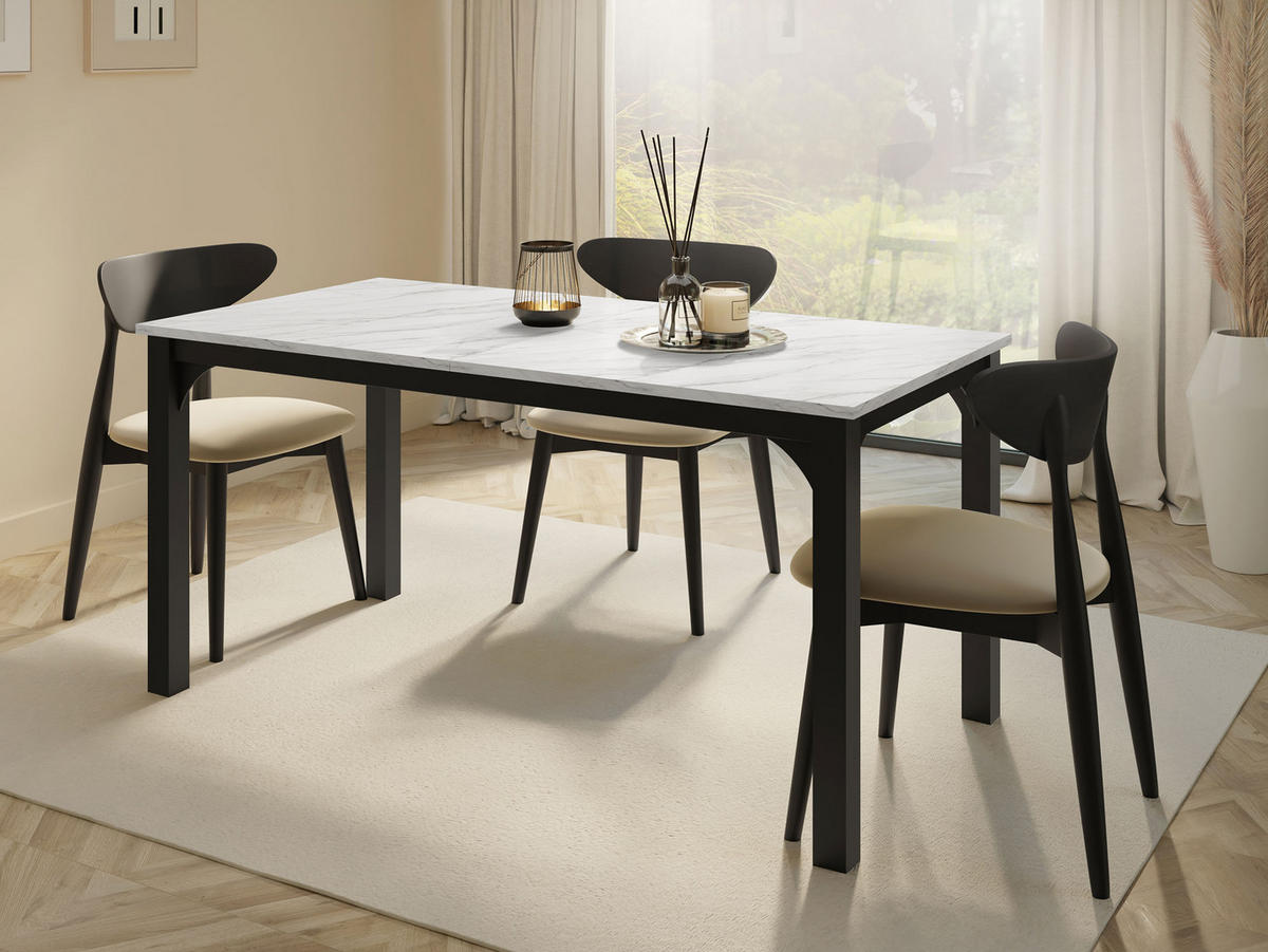 ESSTISCH Focus 160 - Schwarz/Weiß, Holzwerkstoff/Metall (90/160/76cm) - MIRJAN24