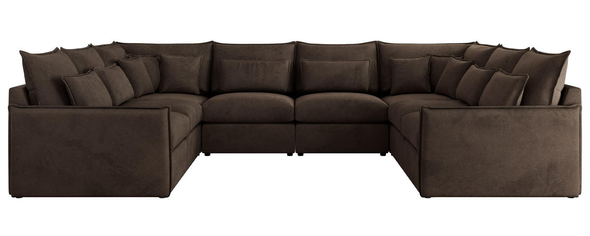 WOHNLANDSCHAFT VERSO U 8M Braun Velvet - Schwarz/Braun, Kunststoff/Textil (362/93/270cm) - MKS