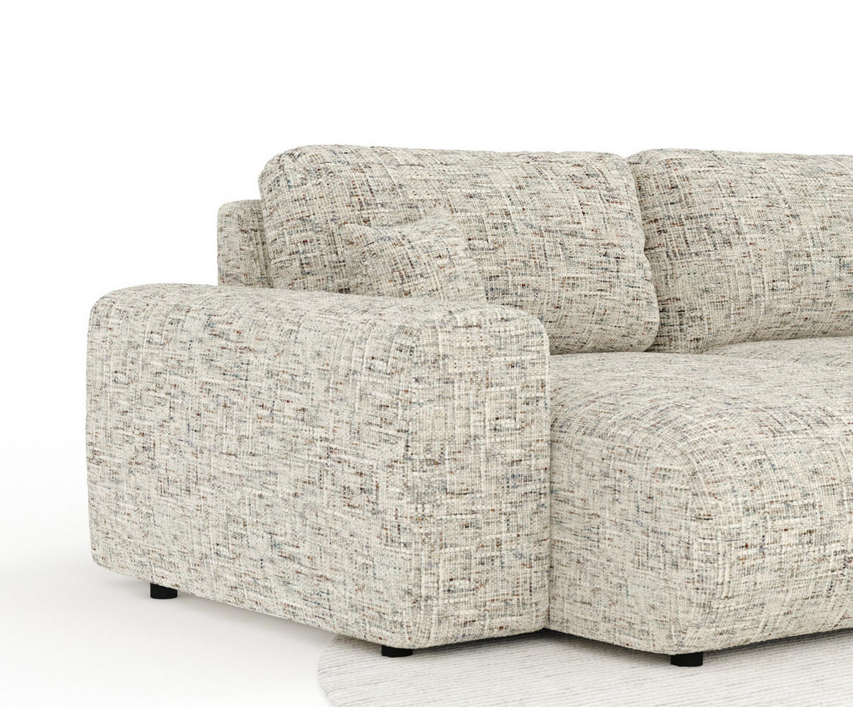 PANORAMASOFA Zanzibar Beige Webstoff - Beige/Schwarz, Holz/Holzwerkstoff (325/79/144cm) - Maison de Reve