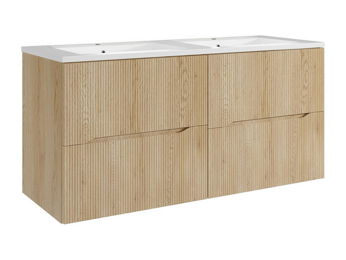 DOPPELWASCHTISCH - 120 cm x 46 cm - Holz, Platte - Naturfarben Hell - ORISO - Naturfarben, Holz (120/57/46cm) - Vente-Unique