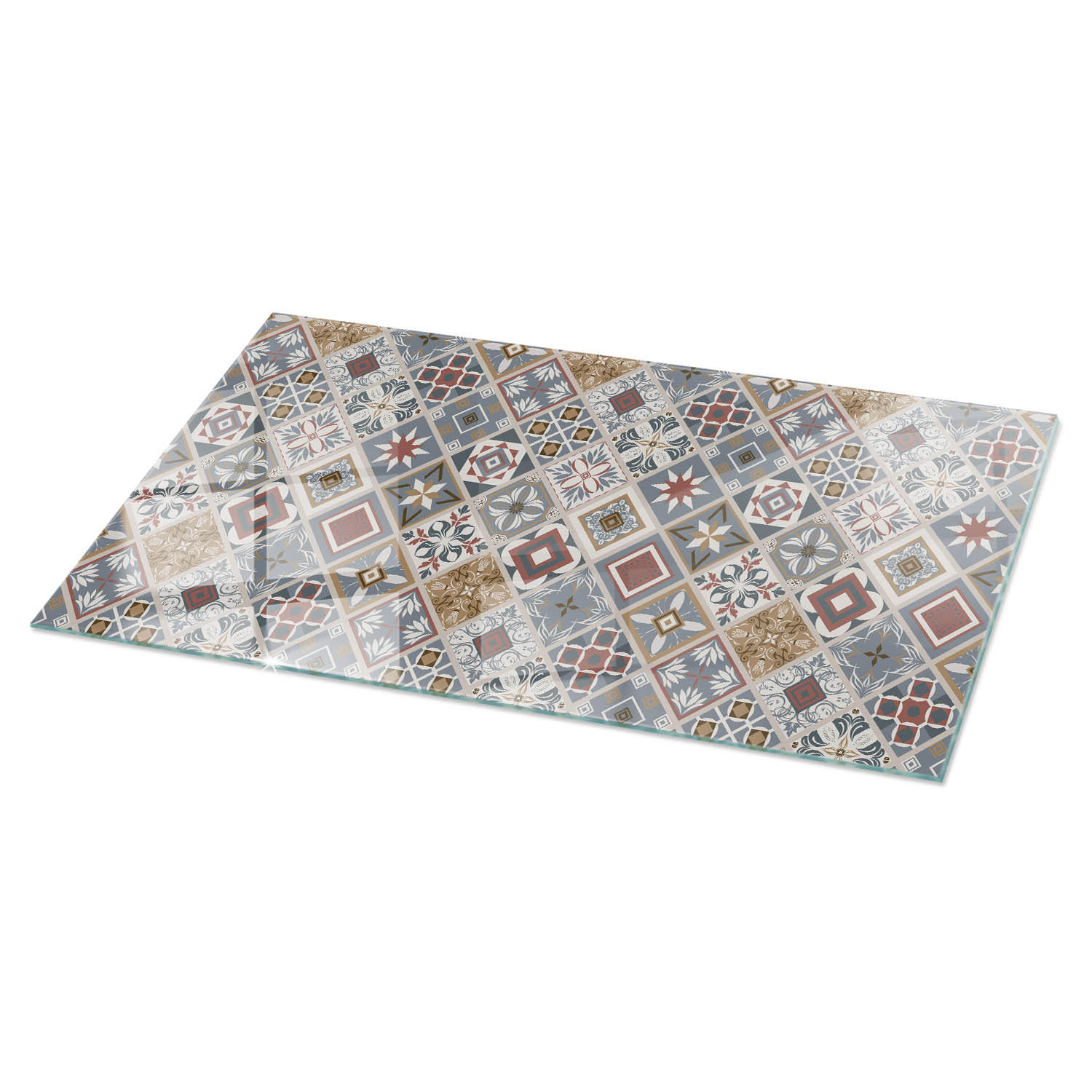 TISCHPLATTE 100x50 cm Mosaikmuster mit Ornamenten - Multicolor/Grau, Glas (100/50/0.4cm) - TULUP