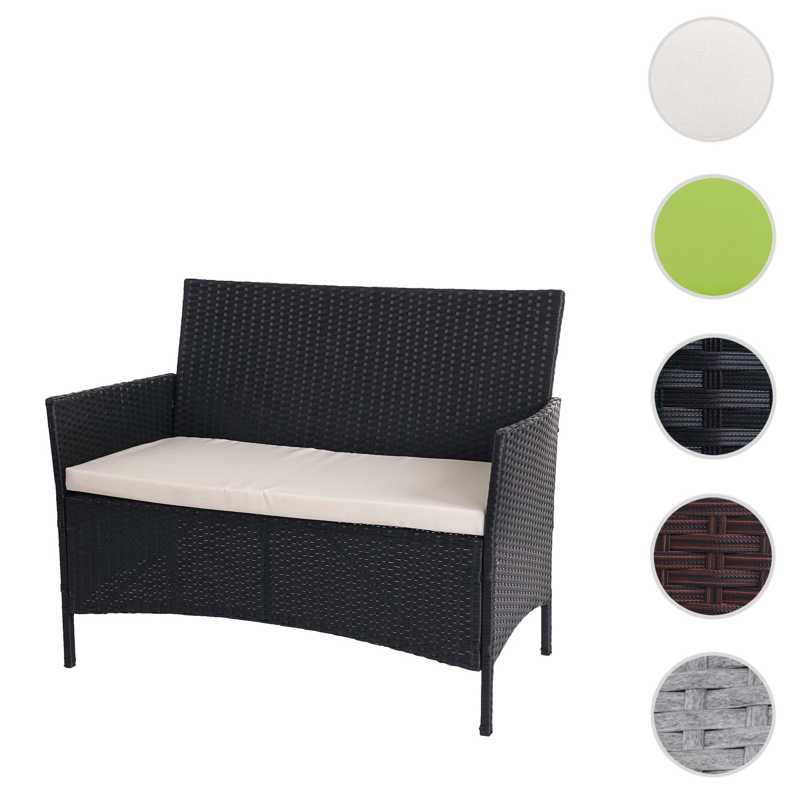 POLY-RATTAN GARTENBANK Anthrazit, Cremeweiß - Anthrazit/Weiß, Kunststoff (106/83/60cm) - MCW