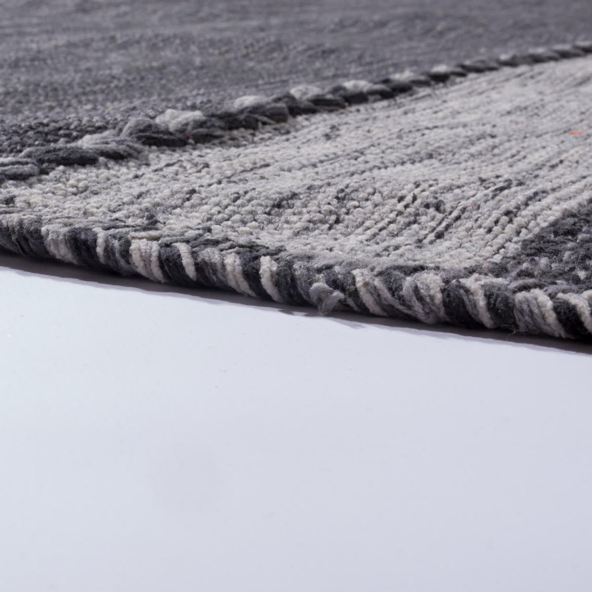 BAUMWOLLTEPPICH Boho wendbar schmutzabweisend Grau Rechteckig 120x170 - Grau, Textil (120/170cm) - KADIMA DESIGN
