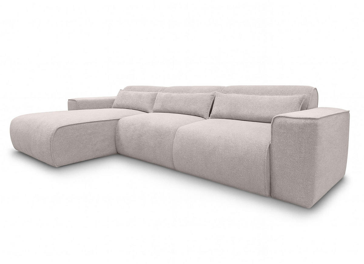 ECKSOFA L Form Ruyam Creme 310/165/78 cm – Schlaffunktion & Bettkasten L - Creme/Schwarz, Kunststoff/Textil (170/310cm) - AX Living