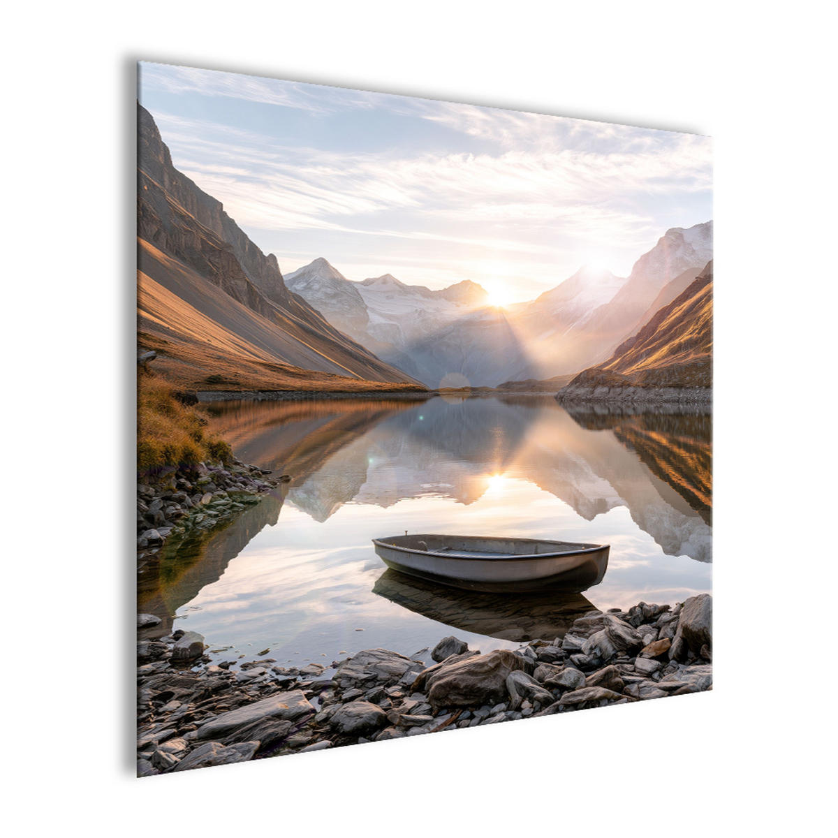GLASBILD 50x50 cm Berge Natur - Beige, Glas (50/50cm) - artissimo