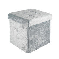 SITZBOX Faltbar mit Samtbezug 30/30/30 cm (Blau) - Blau, Karton (30/30/30cm) - Intirilife