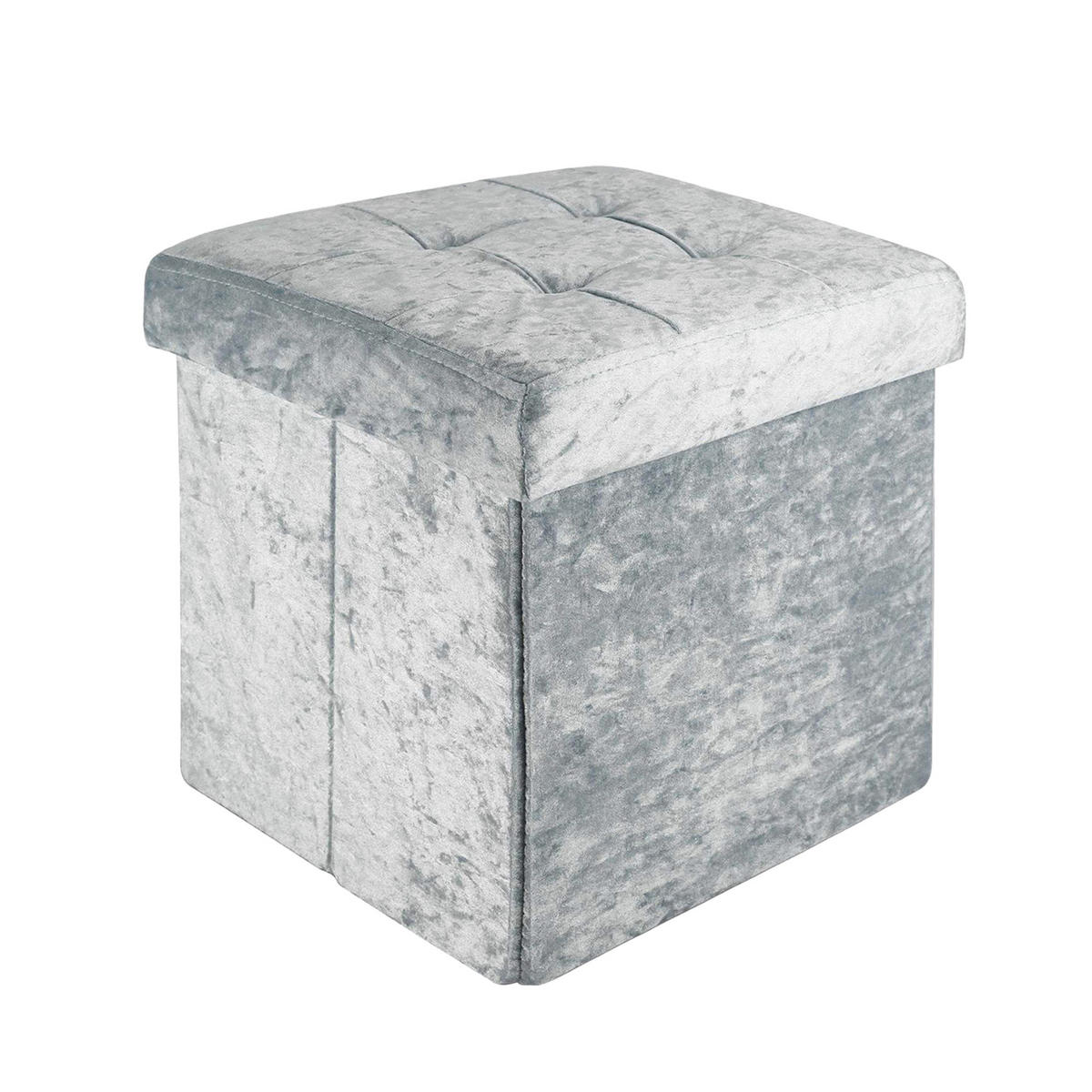 SITZBOX Faltbar mit Samtbezug 30/30/30 cm (Blau) - Blau, Karton (30/30/30cm) - Intirilife