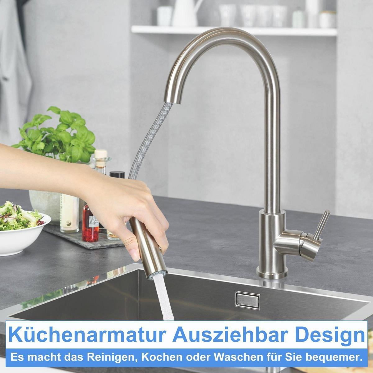 KÜCHENARMATUR Glaube - Silberfarben, Metall (5/42/42cm) - Nettlife