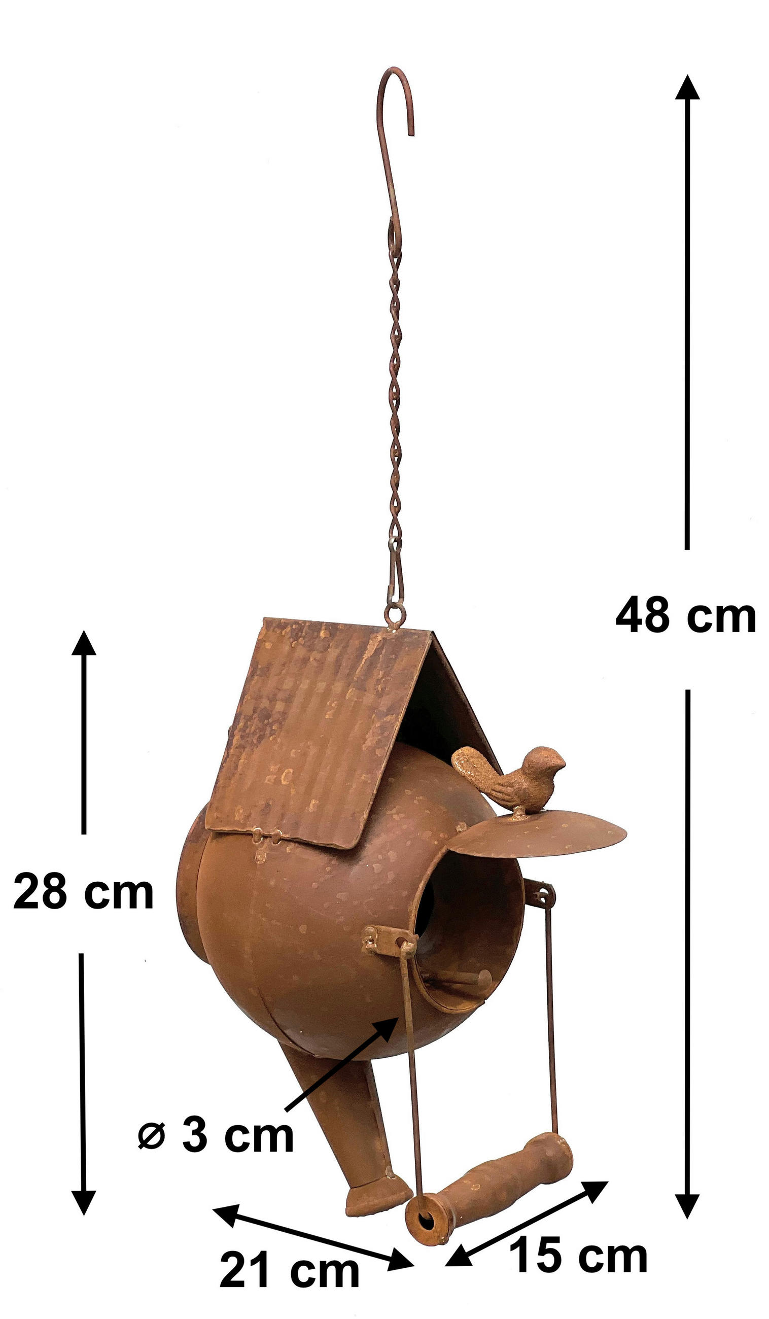 VOGELHAUS Gießkanne zum Aufhängen 96422 - Braun, Metall (15/48/21cm) - DanDiBo