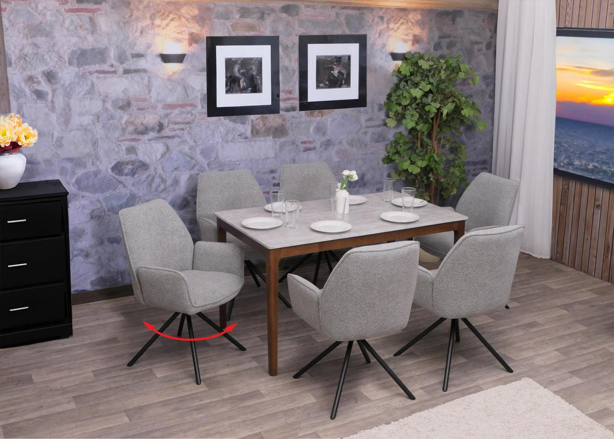 ESSZIMMERSTUHL Hellgrau 6er-Set - Hellgrau, Textil (60/86/60cm) - MCW