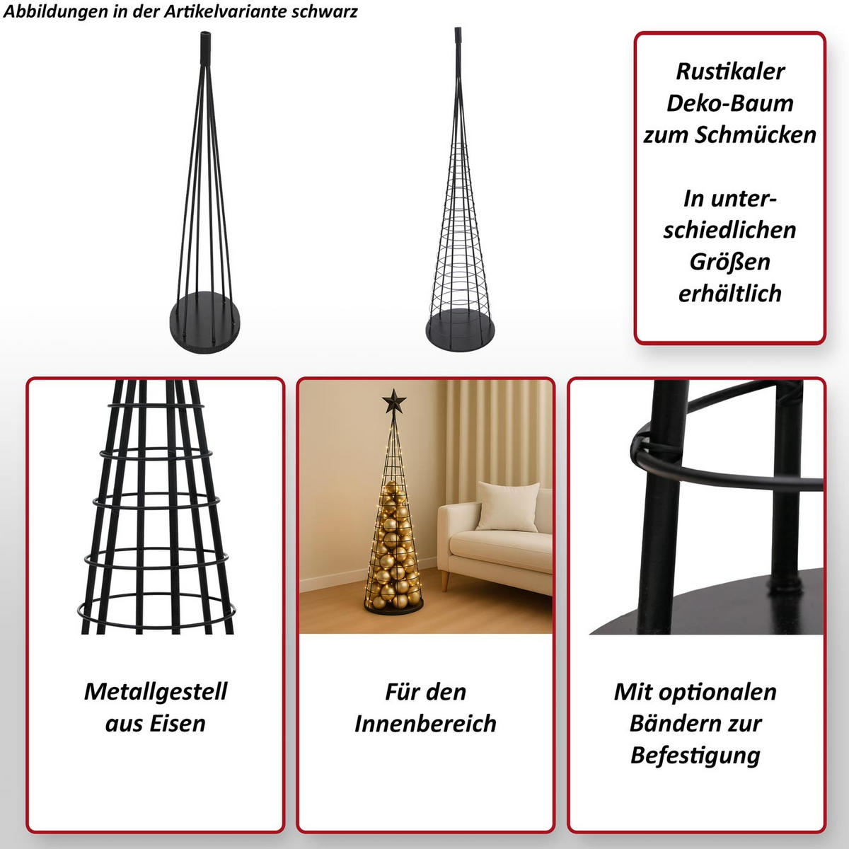 DEKO-BAUM Schwarz - Schwarz, Metall (38/160cm) - MCW
