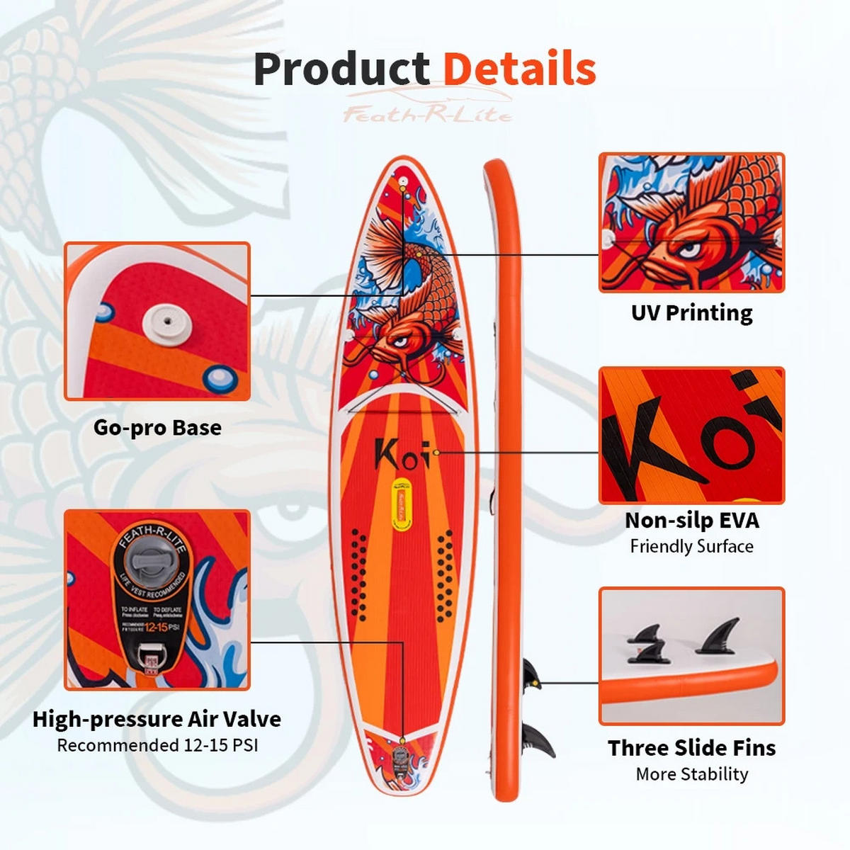 STAND-UP PADDLE BOARD SUPFR01E 350*84*15 - Orange, Kunststoff (84/350cm) - Kaket