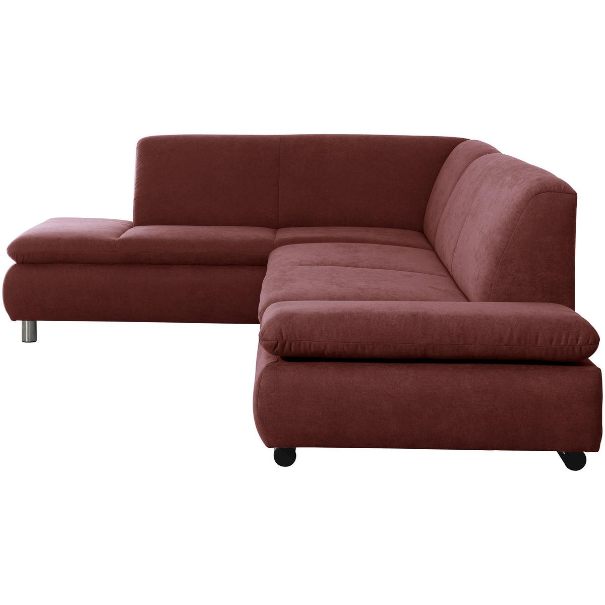 ECKSOFA mit Ottomane links Kaye Flachgewebe rot - Rot, Kunststoff (190/270cm) - 58aufmkessel