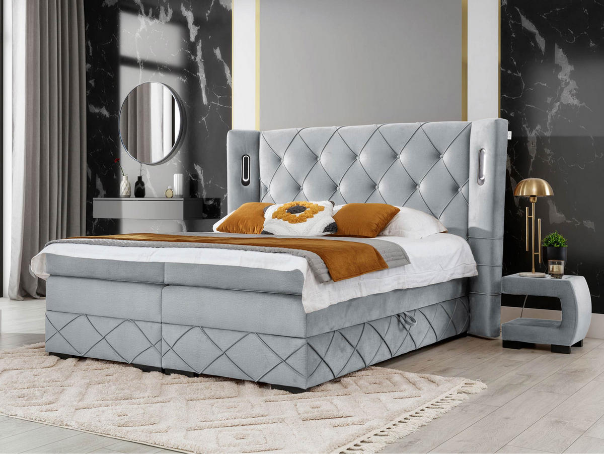 BOXBETT Focus Lux - Hellgrau, Holz (200/200cm) - MIRJAN24
