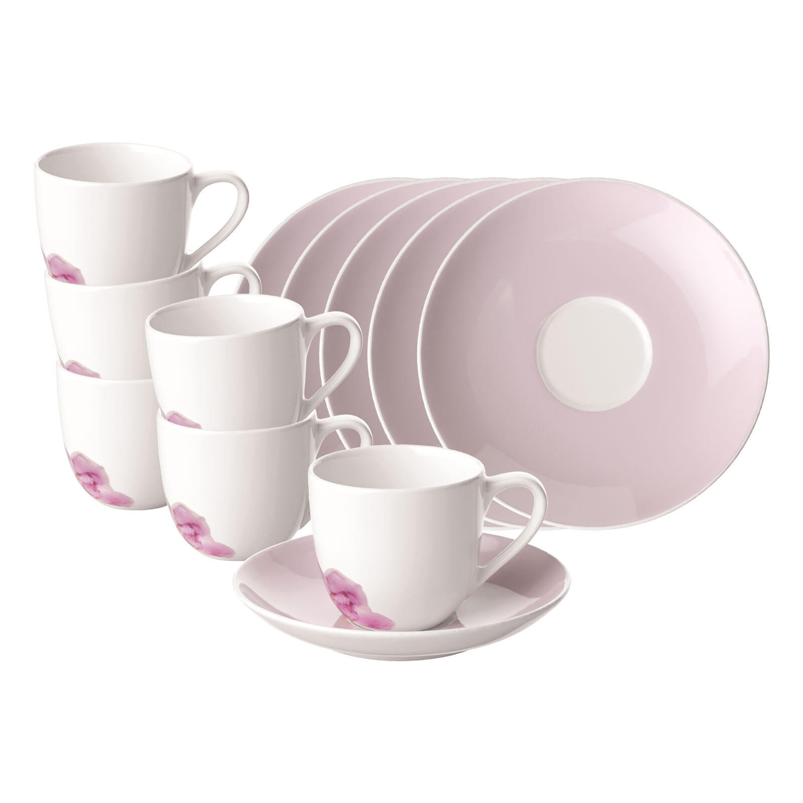 ESPRESSOTASSEN MIT UNTERTASSEN Rose Garden rosa 70 ml 6er Set - Rosa, Keramik (11.7/7.7/11.7cm) - Villeroy & Boch
