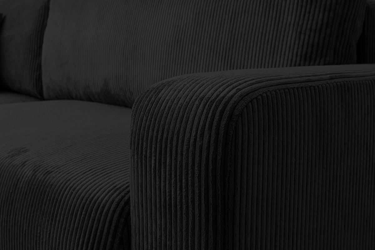 ECKSOFA LUNA mit Schlaffunktion und Bettkasten Cord-Stofff (Schwarz) - Schwarz, Textil (244/142cm) - VENASI MÖBEL