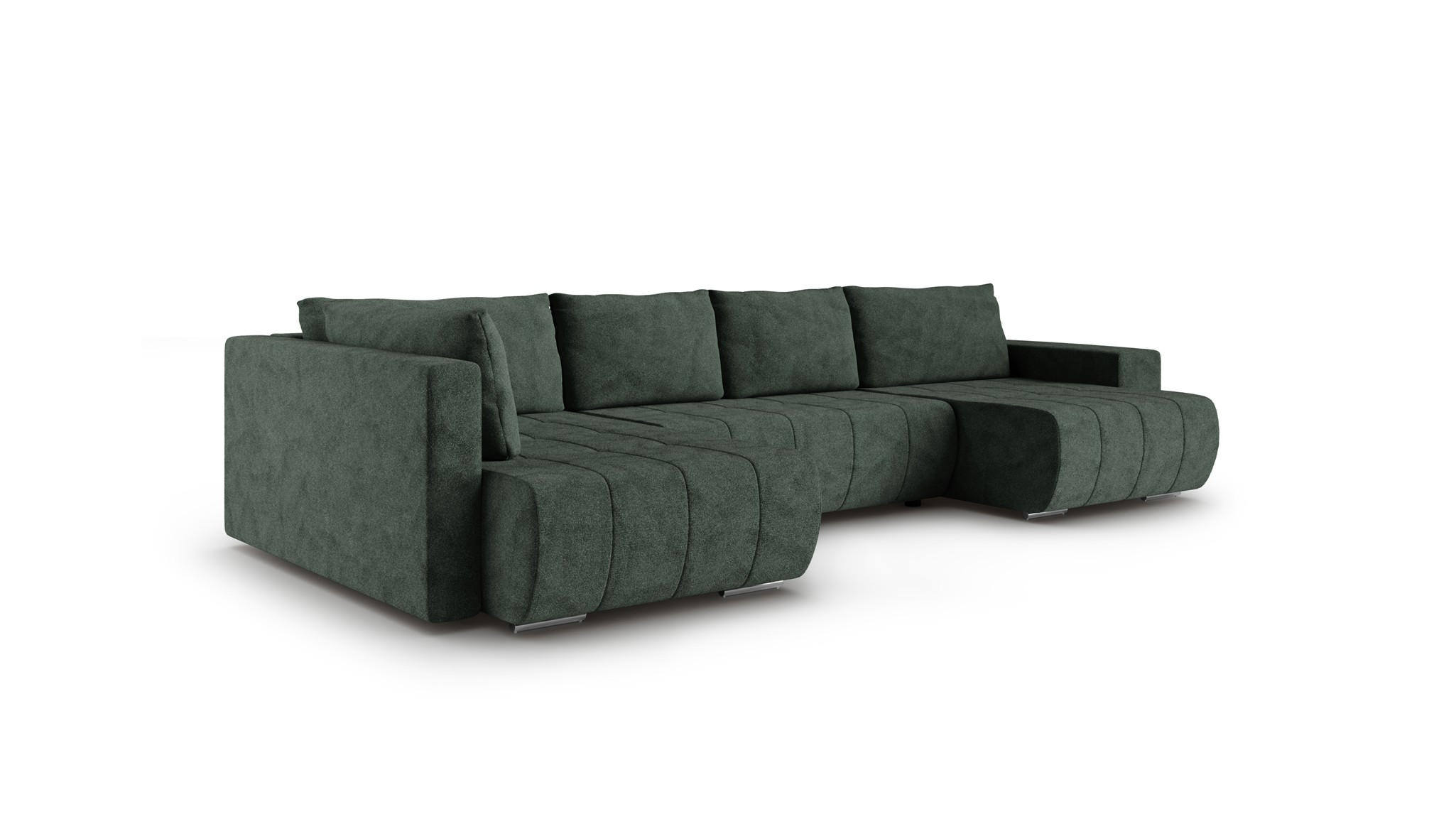 WOHNLANDSCHAFT Armanda - Grün, Holzwerkstoff/Textil (392/83/185cm) - Fun Möbel