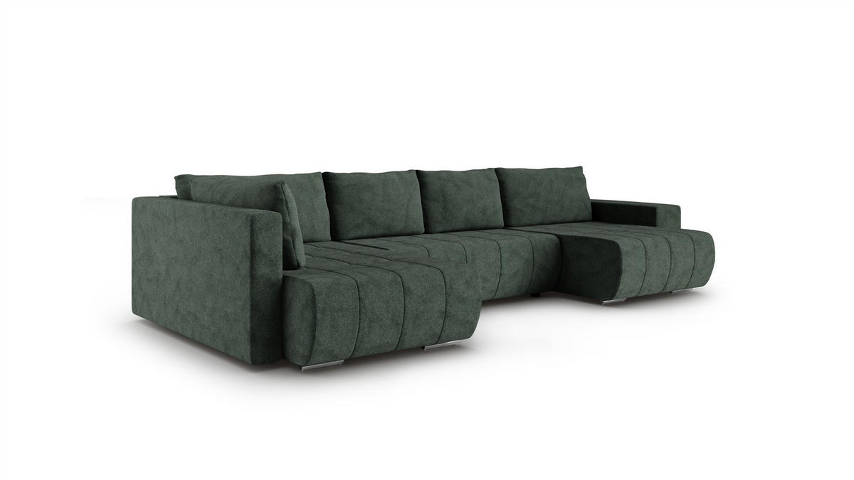 WOHNLANDSCHAFT Armanda - Grün, Holzwerkstoff/Textil (392/83/185cm) - Fun Möbel