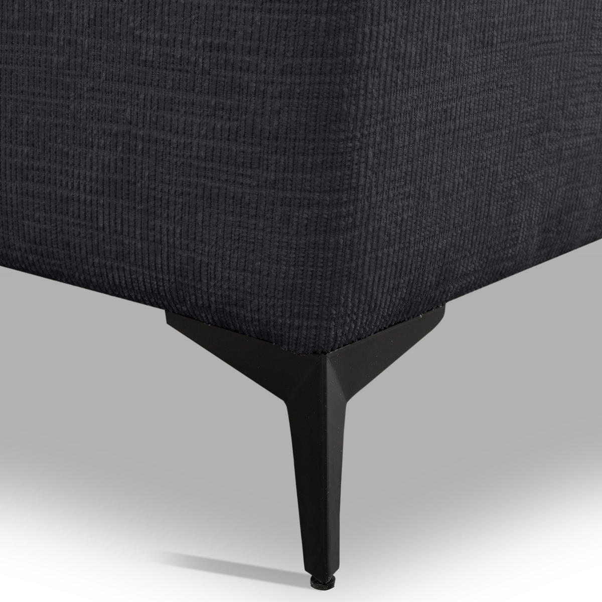 ECKSOFA Lucky in L-Form mit Schlaffunktion und Bettkasten, Farbe: Schwarz, Strukturstoff, Ottomane Links oder Rechts - Schwarz, Textil (275/160cm) - VENASI MÖBEL
