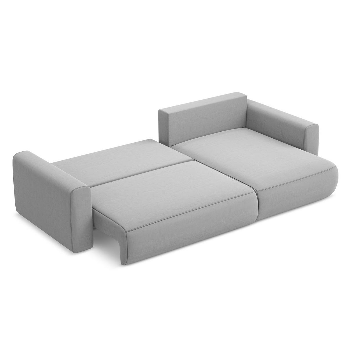 ECKSOFA mit Schlaffunktion Samt Stoff Grau - Schwarz/Grau, Kunststoff/Textil (278/149cm) - LaMiaSofa